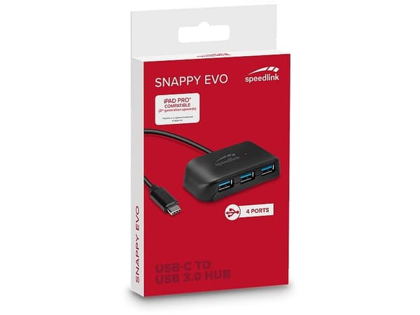 SPEEDLINK SL-140202-BK, USB 3.2 Gen 1 (3.1 Gen 1) Type-C, USB 3.2 Gen 1 (3.1 Gen 1) Type-A, 5000 Mbit/s, Svart, Status, 0,2 m