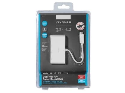 Vivanco 34292, USB 3.2 Gen 1 (3.1 Gen 1) Type-C, USB 3.2 Gen 1 (3.1 Gen 1) Type-A, 5000 Mbit/s, Vit, 0,1 m, USB