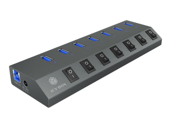 ICY BOX IB-HUB1701-C3 - Hubb - 7 x SuperSpeed USB 3.0 - skrivbordsmodell