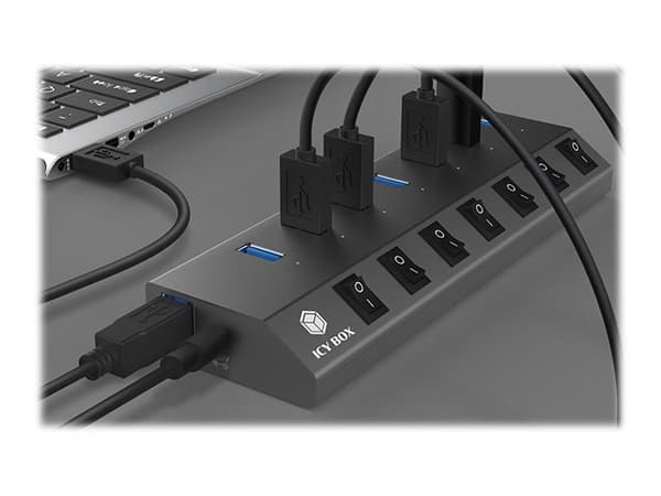 ICY BOX IB-HUB1701-C3 - Hubb - 7 x SuperSpeed USB 3.0 - skrivbordsmodell