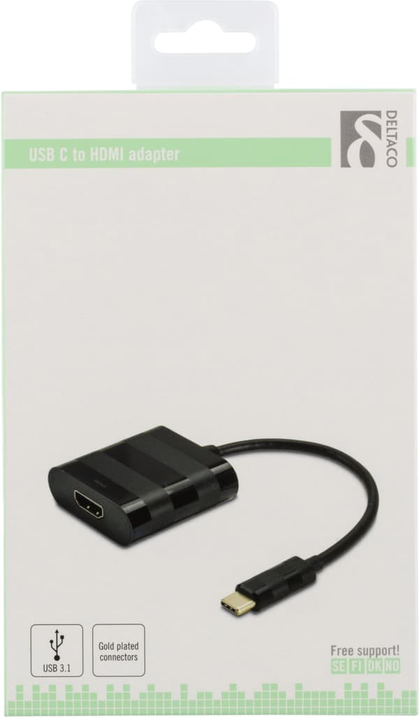 USB-C to HDMI adapter, USB type C male - HDMI female, black