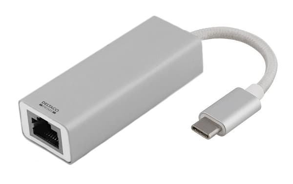 PRIME USB C Network Adapter, Gigabit, RJ45, aluminum, silver