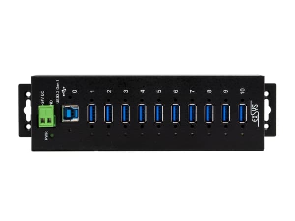 EXSYS EX-1510HMVS, USB 3.2 Gen 1 (3.1 Gen 1) Type-B, USB 3.2 Gen 1 (3.1 Gen 1) Type-A, 5000 Mbit/s, Svart, Metall, Aktivitet, Energiljus