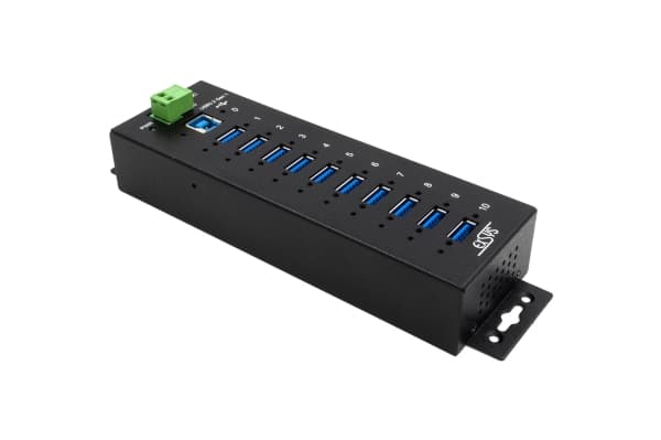 EXSYS EX-1510HMVS, USB 3.2 Gen 1 (3.1 Gen 1) Type-B, USB 3.2 Gen 1 (3.1 Gen 1) Type-A, 5000 Mbit/s, Svart, Metall, Aktivitet, Energiljus