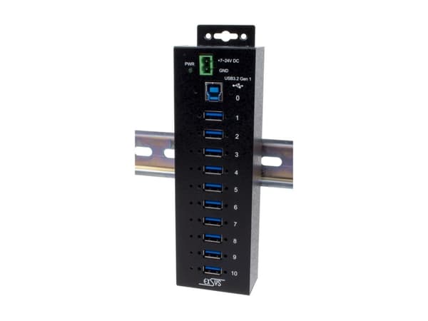 EXSYS EX-1510HMVS, USB 3.2 Gen 1 (3.1 Gen 1) Type-B, USB 3.2 Gen 1 (3.1 Gen 1) Type-A, 5000 Mbit/s, Svart, Metall, Aktivitet, Energiljus