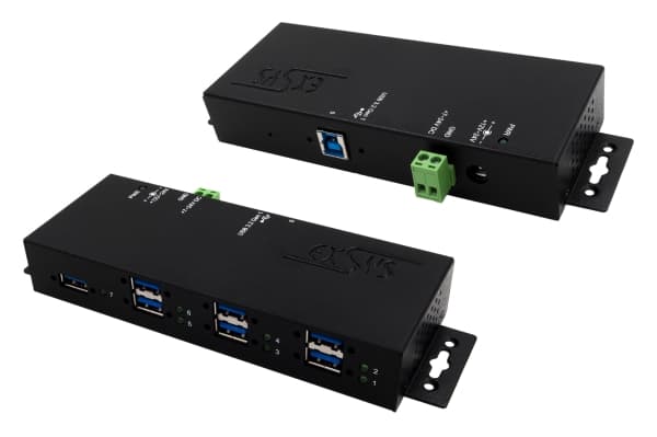 EXSYS EX-1517HMVS, USB 3.2 Gen 1 (3.1 Gen 1) Type-A, USB Typ B, 5000 Mbit/s, Svart, Metall, Energiljus, Taiwan