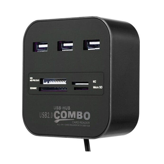 Multi alt i 1 SD-kortlæser 3 USB-porte hub MMC/M2/MS