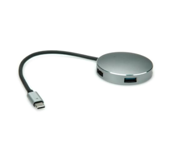 ROLINE 14.02.5036, USB 3.2 Gen 1 (3.1 Gen 1) Type-C, USB 3.2 Gen 1 (3.1 Gen 1) Type-C, 5000 Mbit/s, Svart, Rostfritt stål, Gjuten aluminium, 60 mm
