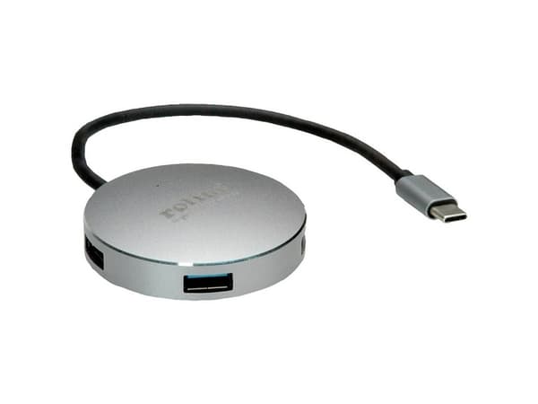 ROLINE 14.02.5036, USB 3.2 Gen 1 (3.1 Gen 1) Type-C, USB 3.2 Gen 1 (3.1 Gen 1) Type-C, 5000 Mbit/s, Svart, Rostfritt stål, Gjuten aluminium, 60 mm