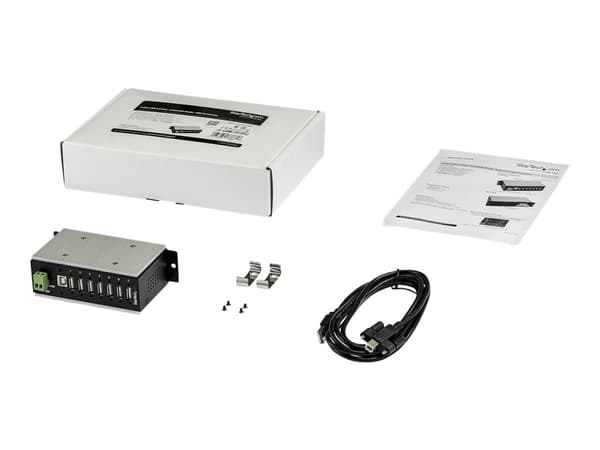 StarTech.com USB 2.0-hubb med 7 portar - Industriell USB-A-hubb i metall med ESD- och 350 W överspänningsskydd - Utökad driftstemperatur -40 till 85