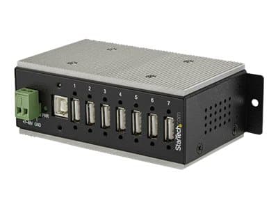 StarTech.com USB 2.0-hubb med 7 portar - Industriell USB-A-hubb i metall med ESD- och 350 W överspänningsskydd - Utökad driftstemperatur -40 till 85