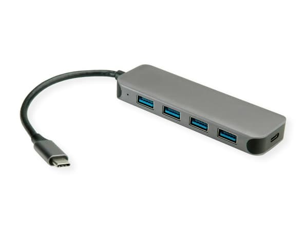 Value 14.99.5038, USB 3.2 Gen 1 (3.1 Gen 1) Type-C, USB 3.2 Gen 1 (3.1 Gen 1) Type-A, USB 3.2 Gen 1 (3.1 Gen 1) Type-C, 5000 Mbit/s, Grå, Gjuten alum
