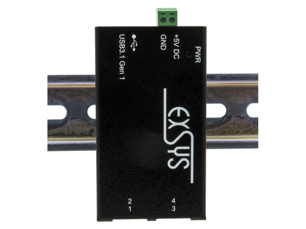 EXSYS EX-1180HMS, USB 3.2 Gen 1 (3.1 Gen 1) Type-B, USB 3.2 Gen 1 (3.1 Gen 1) Type-A, 5000 Mbit/s, Svart, Metall, Taiwan