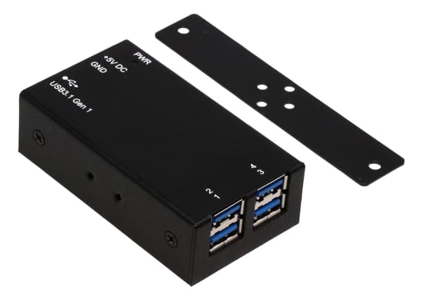 EXSYS EX-1180HMS, USB 3.2 Gen 1 (3.1 Gen 1) Type-B, USB 3.2 Gen 1 (3.1 Gen 1) Type-A, 5000 Mbit/s, Svart, Metall, Taiwan