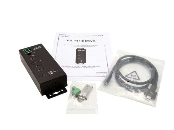 EXSYS EX-1144HMVS, USB 3.2 Gen 1 (3.1 Gen 1) Type-C, USB 3.2 Gen 1 (3.1 Gen 1) Type-C, Svart, Metall