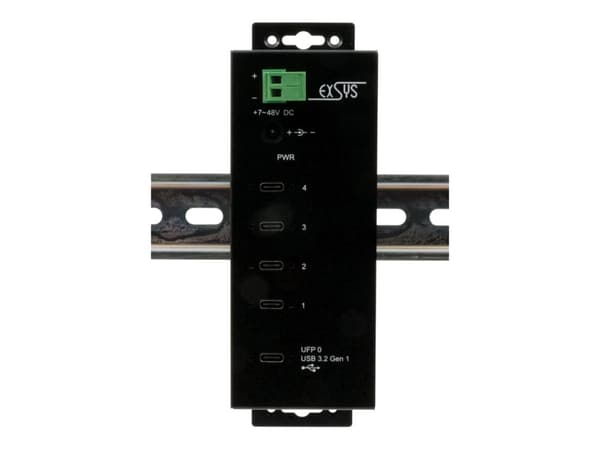 EXSYS EX-1144HMVS, USB 3.2 Gen 1 (3.1 Gen 1) Type-C, USB 3.2 Gen 1 (3.1 Gen 1) Type-C, Svart, Metall