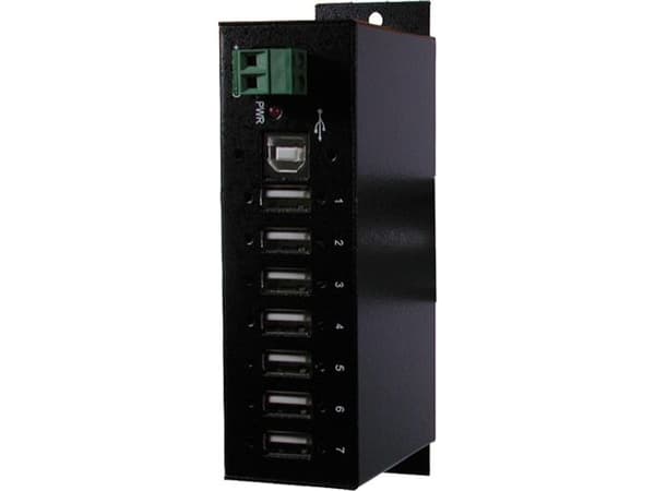 EXSYS USB 2.0 HUB 7-Port, 480 Mbit/s, Musta, Metalli, 98SE/ME/2000/XP(32&64)/Vista(32&64)/Win7(32&64) WIN CE/Server(2000, 2003 & 2008), Linux, MAC, 2