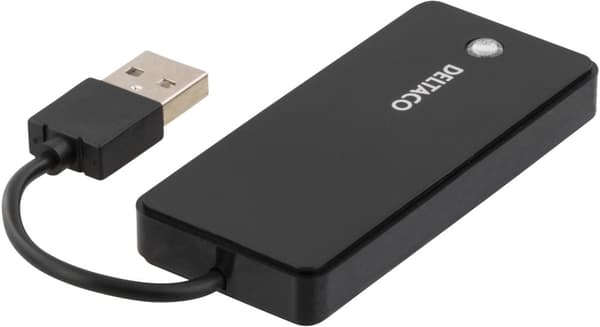 USB-A 2.0 hub, 4x USB-A female, black