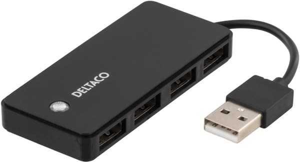 USB-A 2.0 hub, 4x USB-A female, black