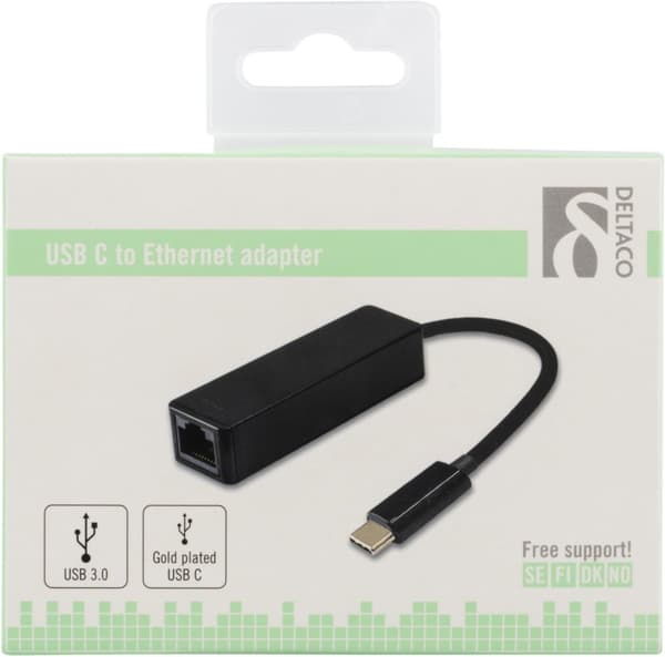 USB 3.1 network adapter, Gigabit, 1xRJ45, USB Type C, black