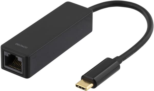 USB 3.1 network adapter, Gigabit, 1xRJ45, USB Type C, black Sort