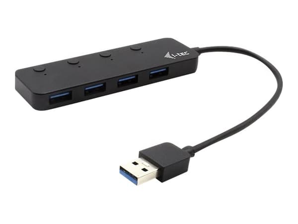 i-Tec USB 3.0 Metal HUB 4 Port with individual On/Off Switches - Hubb - 4 x SuperSpeed USB 3.0 - skrivbordsmodell