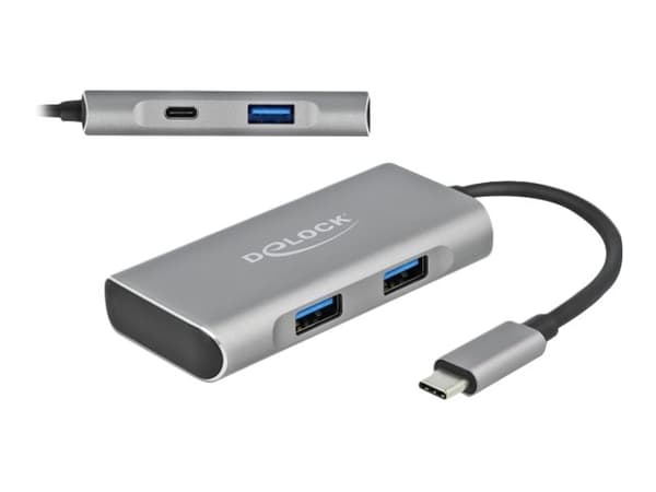 Delock - Hubb - 3 x USB 3.2 Gen 2 + 1 x USB-C 3.2 Gen 2 - skrivbordsmodell