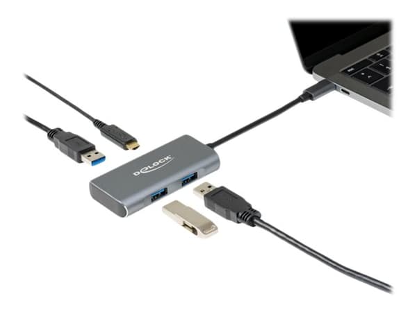 Delock - Hubb - 3 x USB 3.2 Gen 2 + 1 x USB-C 3.2 Gen 2 - skrivbordsmodell