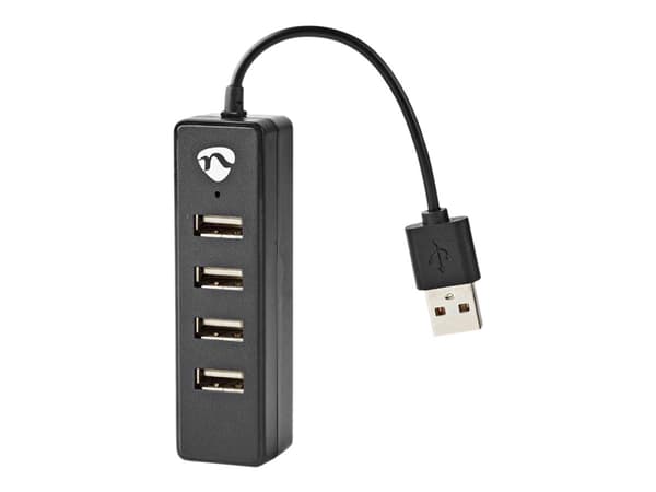 Nedis UHUBU2420BK - Hubb - 4 x USB 2.0 - skrivbordsmodell