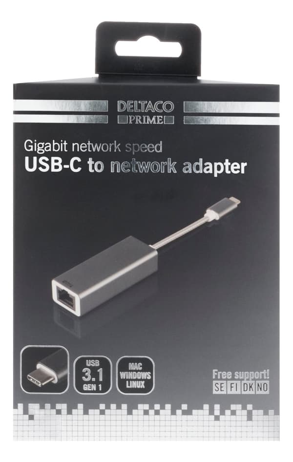 PRIME USB-C Network Adapter, Gigabit, alu, space grey