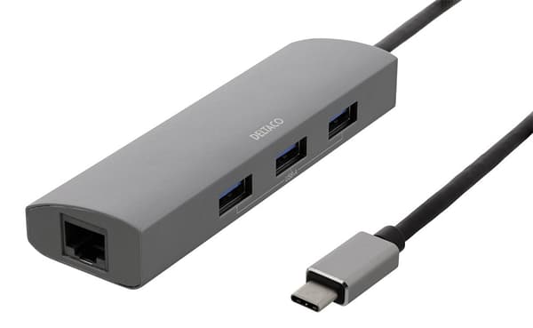 USB-C hub and network adapter, RJ45, 3x USB-A 5 Gbit/s
