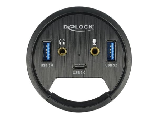 Delock In-Desk Hub - Hub - 2 x USB 3.2 Gen 1 + 2 x lyd + 1 x USB-C 3.2 Gen 1 - stasjonær