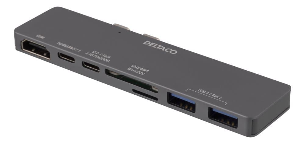 DELTACO Dual USB-C Dock til MacBook Pro 2016, Thunderbolt 3, 100W USB