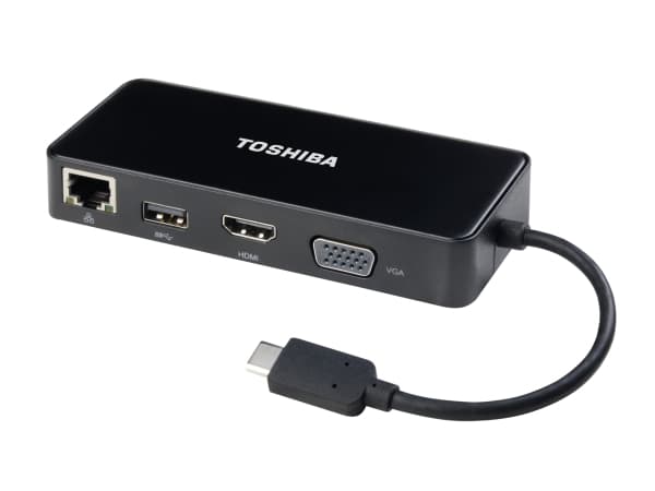 Dynabook PS0001UA1PRP, USB 2.0 Type-C, HDMI,RJ-45,USB 3.2 Gen 1 (3.1 Gen 1) Type-A,VGA, 3840 x 2160 piksler, Svart, 0,3 m, Gigabit Ethernet
