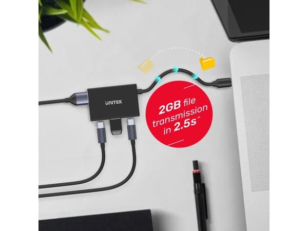 Unitek uHUB Q4 Advanced H1302A - Hubb - 2 x USB 3.1 Gen 2 + 2 x USB-C 3.1 Gen 2 - skrivbordsmodell