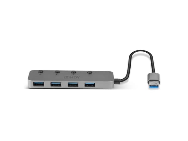Lindy 43309, USB 3.2 Gen 1 (3.1 Gen 1) Type-A, USB 3.2 Gen 1 (3.1 Gen 1) Type-A, 5 Mbit/s, Grå, Akrylnitrilbutadienstyren (ABS), Gjuten aluminium, Po