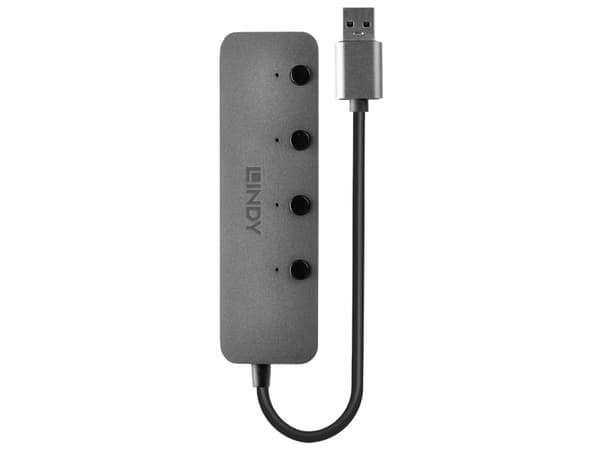 Lindy 43309, USB 3.2 Gen 1 (3.1 Gen 1) Type-A, USB 3.2 Gen 1 (3.1 Gen 1) Type-A, 5 Mbit/s, Grå, Akrylnitrilbutadienstyren (ABS), Gjuten aluminium, Po