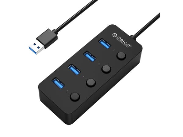 ORICO W9PH4-U3-V1, USB 3.2 Gen 1 (3.1 Gen 1) Type-A, USB 3.2 Gen 2 (3.1 Gen 2) Type-A, 5000 Mbit/s, Svart, Rund kabel, 0,3 m
