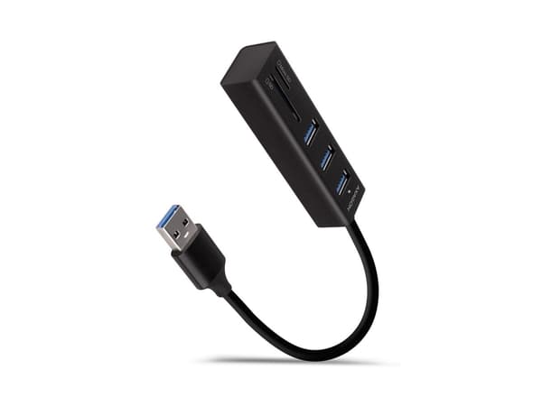 AXAGON HMA-CR3A Multiport Hub, USB 3.0 typ A, 3x USB-A, SD, microSD