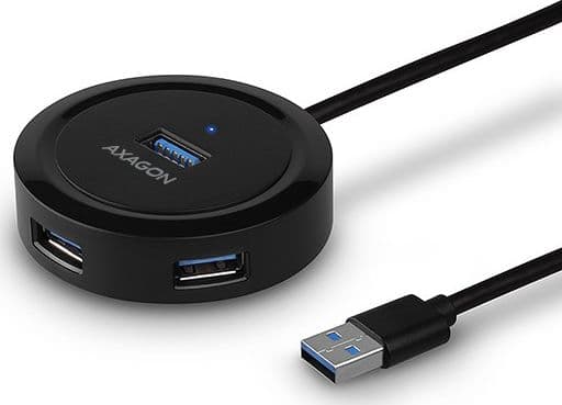 AXAGON HUE-P1A USB-A hub, 4x USB 3.0, extern strömförsörjning - 30 cm