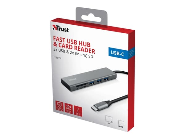 Trust Halyx - Keskitin - 3 x USB 3.2 Gen 1 - pöytätietokoneet