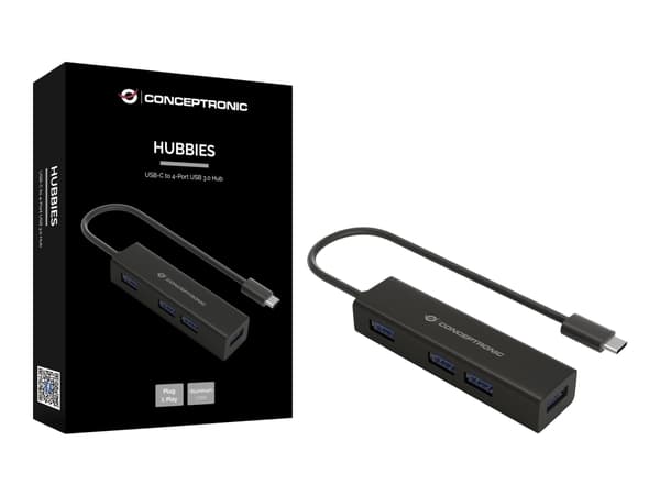 Conceptronic HUBBIES07B - Hubb - 4 x SuperSpeed USB 3.0 - skrivbordsmodell