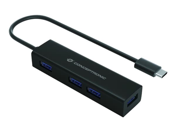Conceptronic HUBBIES07B - Hubb - 4 x SuperSpeed USB 3.0 - skrivbordsmodell