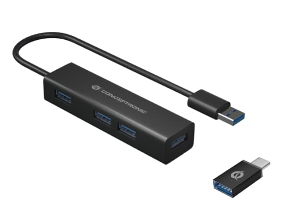 Conceptronic HUBBIES06B - Hubb - 4 x SuperSpeed USB 3.0 - skrivbordsmodell