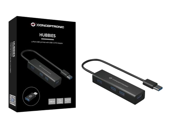 Conceptronic HUBBIES06B - Hubb - 4 x SuperSpeed USB 3.0 - skrivbordsmodell