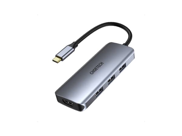 Choetech HUB-M19, USB 3.2 Gen 1 (3.1 Gen 1) Type-C, 100 W, Grå, SD, 4K Ultra HD, 30 hz