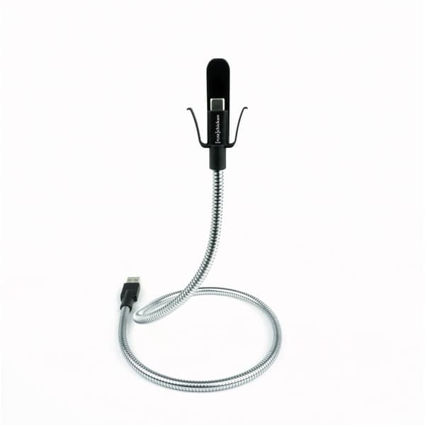 FUSE CHICKEN Synkkabel Type-C BOBINE Flex 0.6m Självstående Hållare Silver 2xClips