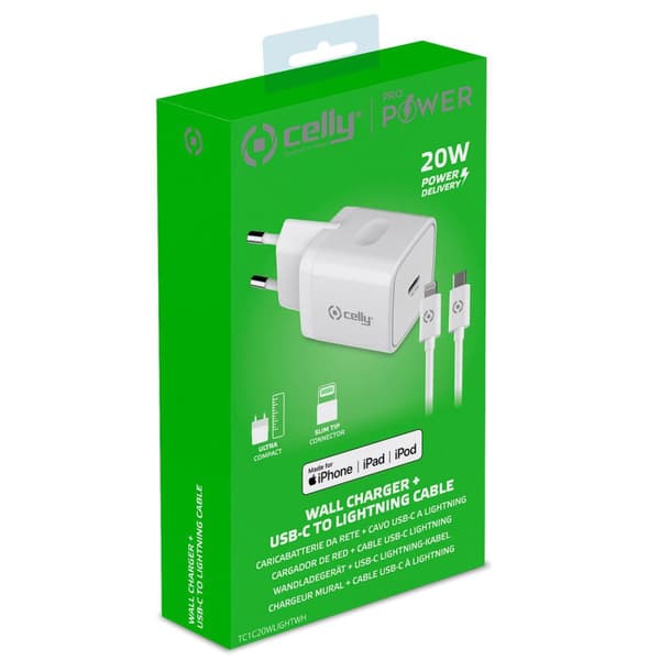 USB-oplader USB-C PD 20W + Lynkabel