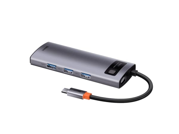 Baseus Metal Gleam, USB 3.2 Gen 1 (3.1 Gen 1) Type-C, 100 W, Grå, 4K Ultra HD, 60 hz, HDMI, USB 2.0, USB 3.2 Gen 1 (3.1 Gen 1) Type-A, USB 3.2 Gen 1