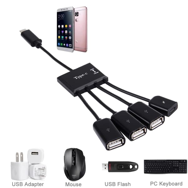 Type USB C 3.1 micro usb OTG Hub Cable Connector Spliter 4 Port Micro USB Power Charging Charger For Smartphone Computer